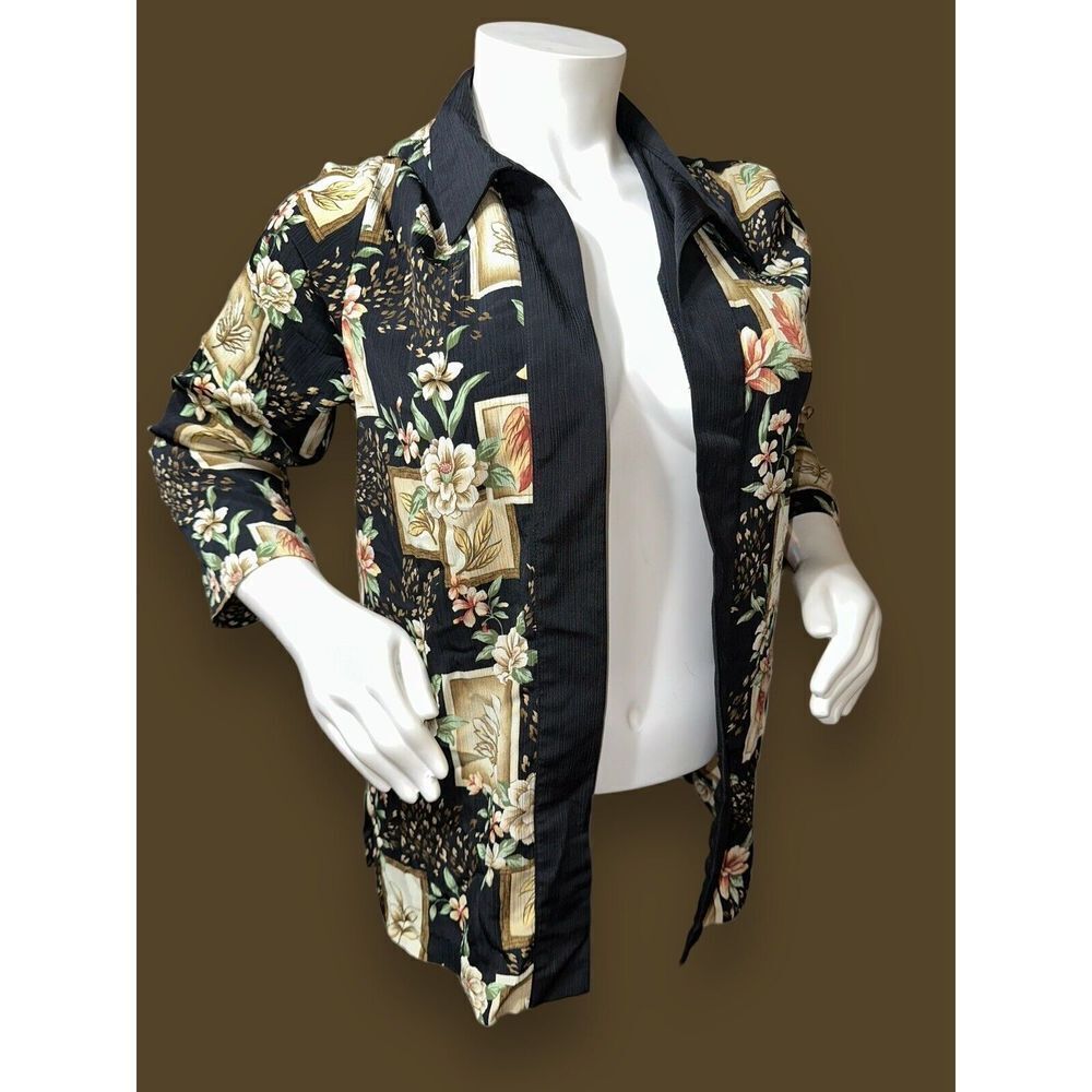 Vintage BonWorth Floral Nature Print Open Front Jacket Sz L